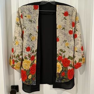 Vintage Floral Open-Front Jacket Size 14